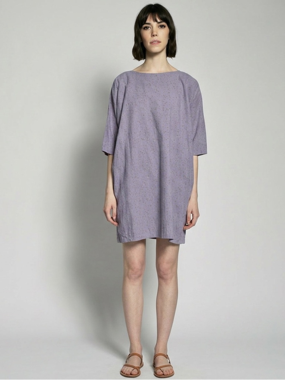 Uzi NYC S Oversized Lavender Cotton Dress Eco Artist Boho Brooklyn Balloon Artsy